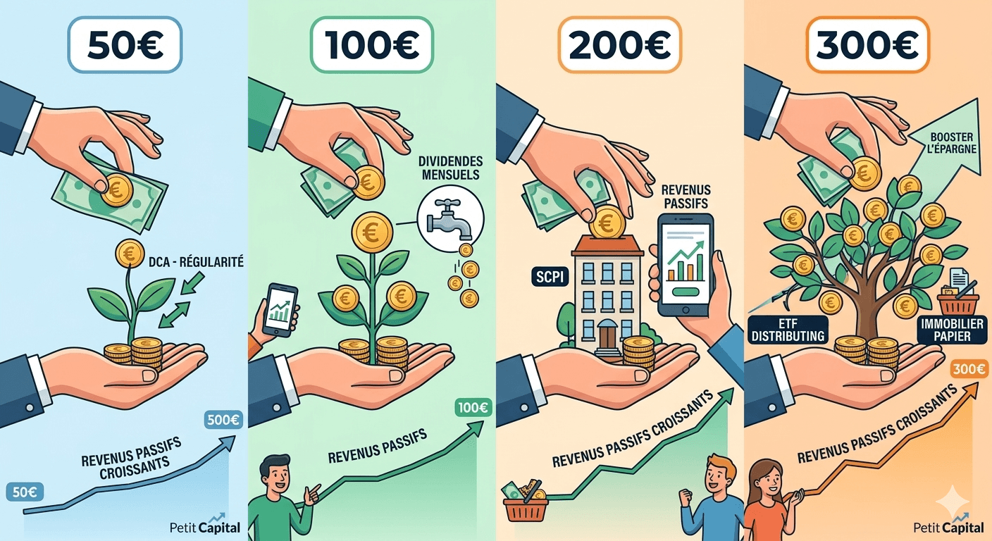 Investissement qui rapporte tous les mois : comment placer 50, 100, 200 ou 300 € ?